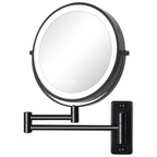 Miroir de maquillage mural rond de 8 pouces, rechargeable, grossissement 1x/10x, 3 lumières colorées
