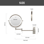 Miroir de maquillage mural rond de 8 pouces, rechargeable, grossissement 1x/10x, 3 lumières colorées