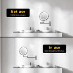 Miroir de maquillage mural rond de 8 pouces, rechargeable, grossissement 1x/10x, 3 lumières colorées