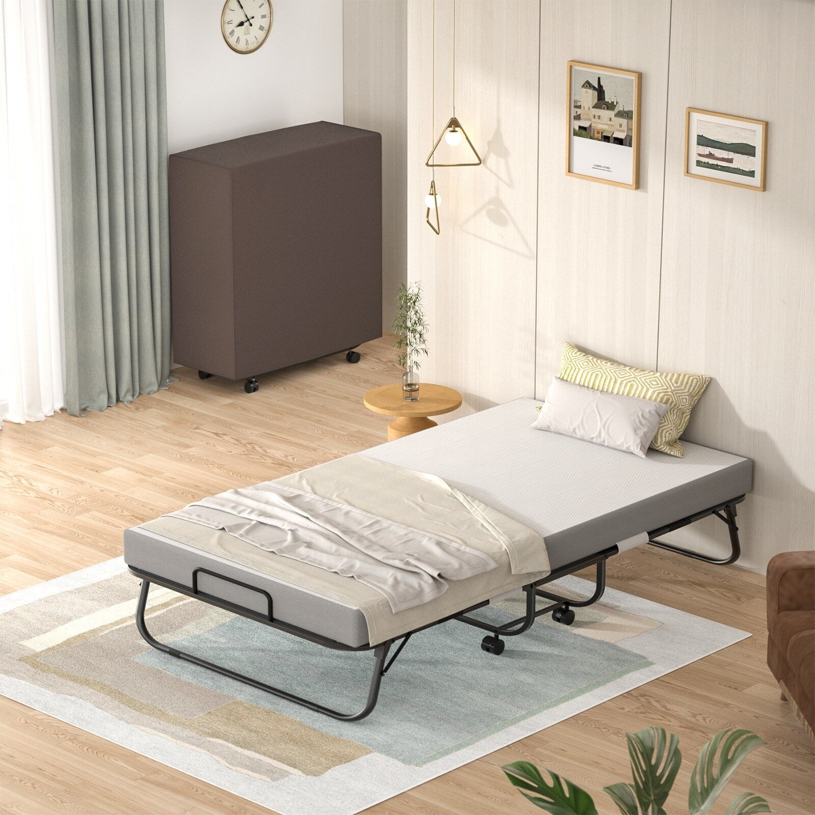 Lit pliant 38'' avec matelas, lit pliable portable avec housse de rangement