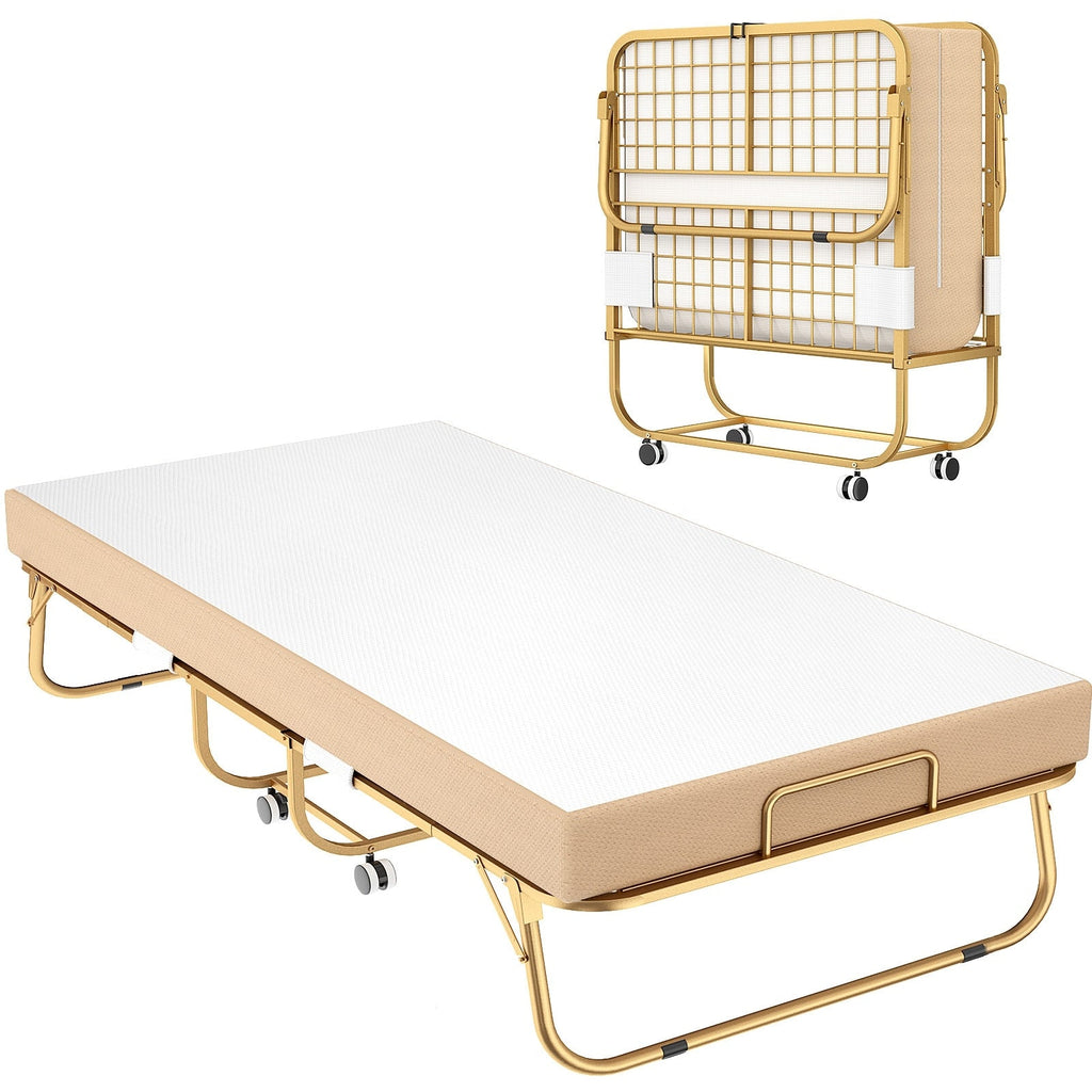 Lit pliant 38'' avec matelas, lit pliable portable avec housse de rangement