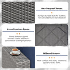 Ensemble de canapé sectionnel rembourré en rotin et osier gris pour patio extérieur, 7 pièces