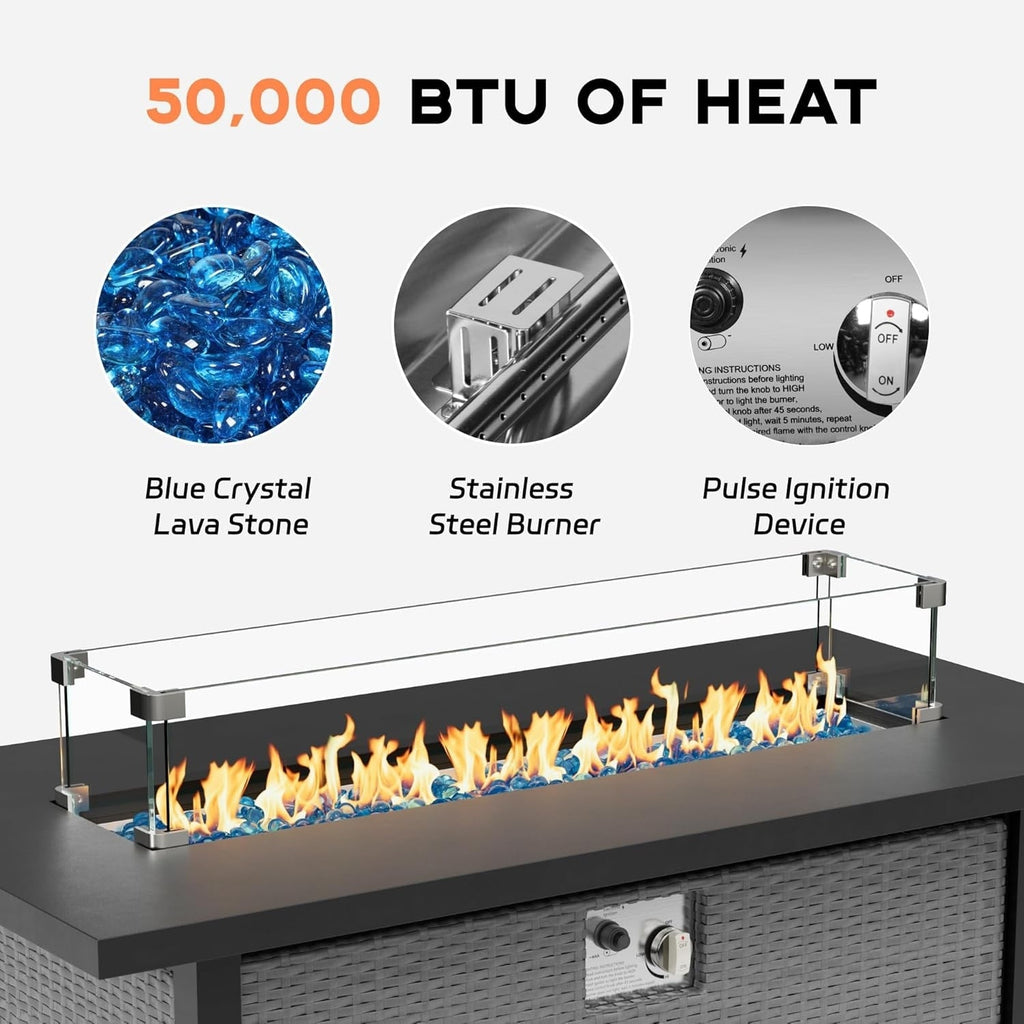 Ensemble de canapé sectionnel rembourré en rotin et osier gris pour patio extérieur, 7 pièces