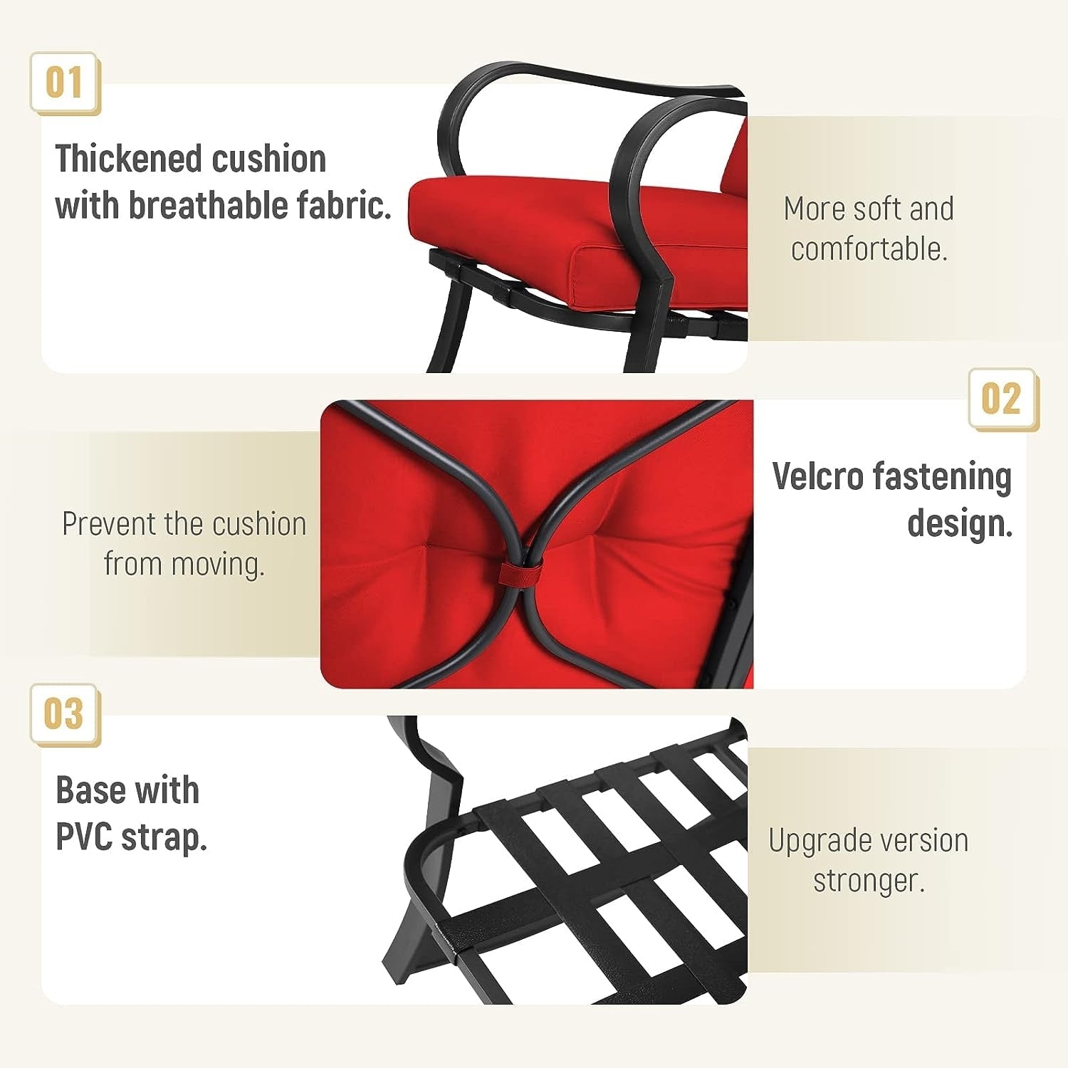 Ensemble bistro de patio 3 pièces avec chaises à bascule et table d'appoint