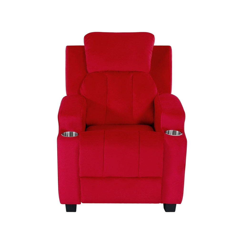Fauteuil inclinable de luxe pour enfants avec repose-pieds, appui-tête et 2 porte-gobelets Fauteuil inclinable en microfibre pour enfants de 3 ans et plus