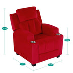 Fauteuil inclinable de luxe pour enfants avec repose-pieds, appui-tête et 2 porte-gobelets Fauteuil inclinable en microfibre pour enfants de 3 ans et plus