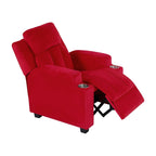 Fauteuil inclinable de luxe pour enfants avec repose-pieds, appui-tête et 2 porte-gobelets Fauteuil inclinable en microfibre pour enfants de 3 ans et plus