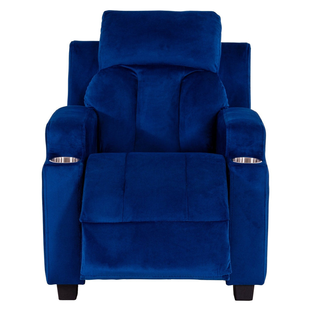 Fauteuil inclinable de luxe pour enfants avec repose-pieds, appui-tête et 2 porte-gobelets Fauteuil inclinable en microfibre pour enfants de 3 ans et plus
