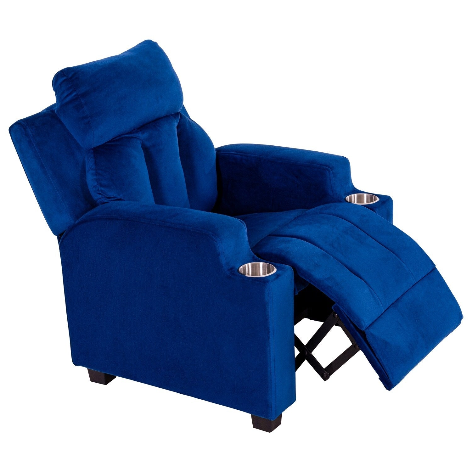 Fauteuil inclinable de luxe pour enfants avec repose-pieds, appui-tête et 2 porte-gobelets Fauteuil inclinable en microfibre pour enfants de 3 ans et plus