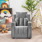 Fauteuil inclinable de luxe pour enfants avec repose-pieds, appui-tête et 2 porte-gobelets Fauteuil inclinable en microfibre pour enfants de 3 ans et plus
