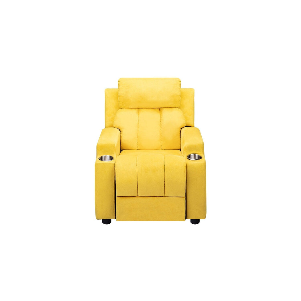 Fauteuil inclinable de luxe pour enfants avec repose-pieds, appui-tête et 2 porte-gobelets Fauteuil inclinable en microfibre pour enfants de 3 ans et plus