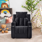 Fauteuil inclinable de luxe pour enfants avec repose-pieds, appui-tête et 2 porte-gobelets Fauteuil inclinable en microfibre pour enfants de 3 ans et plus
