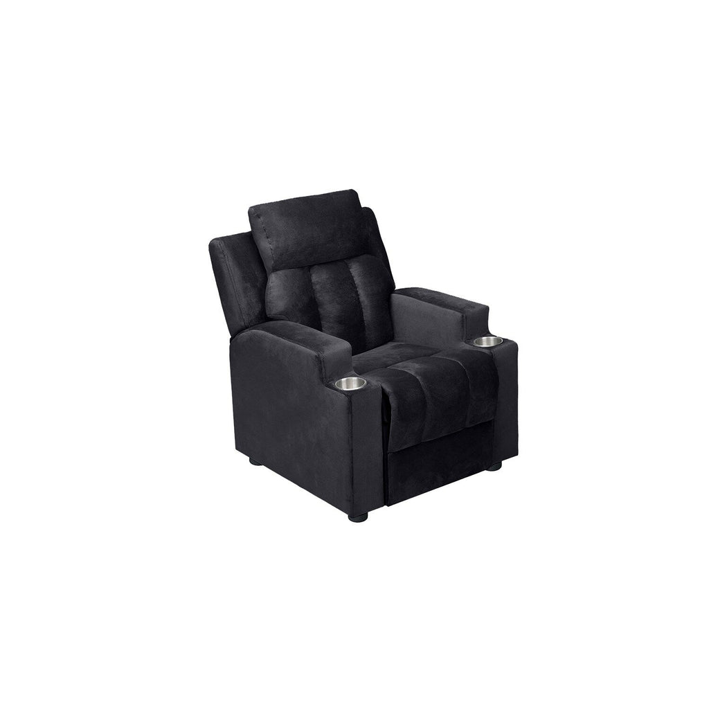 Fauteuil inclinable de luxe pour enfants avec repose-pieds, appui-tête et 2 porte-gobelets Fauteuil inclinable en microfibre pour enfants de 3 ans et plus