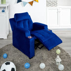 Fauteuil inclinable de luxe pour enfants avec repose-pieds, appui-tête et 2 porte-gobelets Fauteuil inclinable en microfibre pour enfants de 3 ans et plus