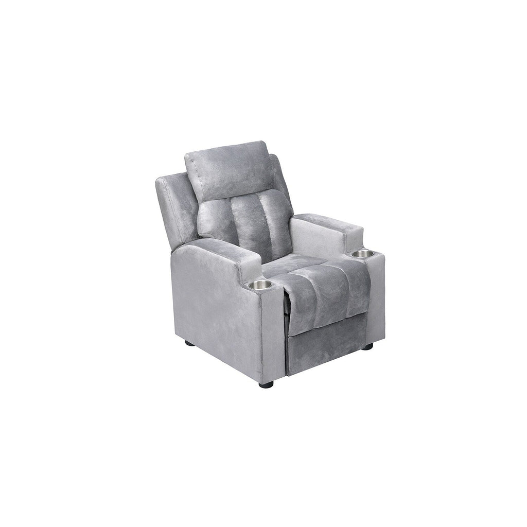 Fauteuil inclinable de luxe pour enfants avec repose-pieds, appui-tête et 2 porte-gobelets Fauteuil inclinable en microfibre pour enfants de 3 ans et plus