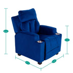 Fauteuil inclinable de luxe pour enfants avec repose-pieds, appui-tête et 2 porte-gobelets Fauteuil inclinable en microfibre pour enfants de 3 ans et plus