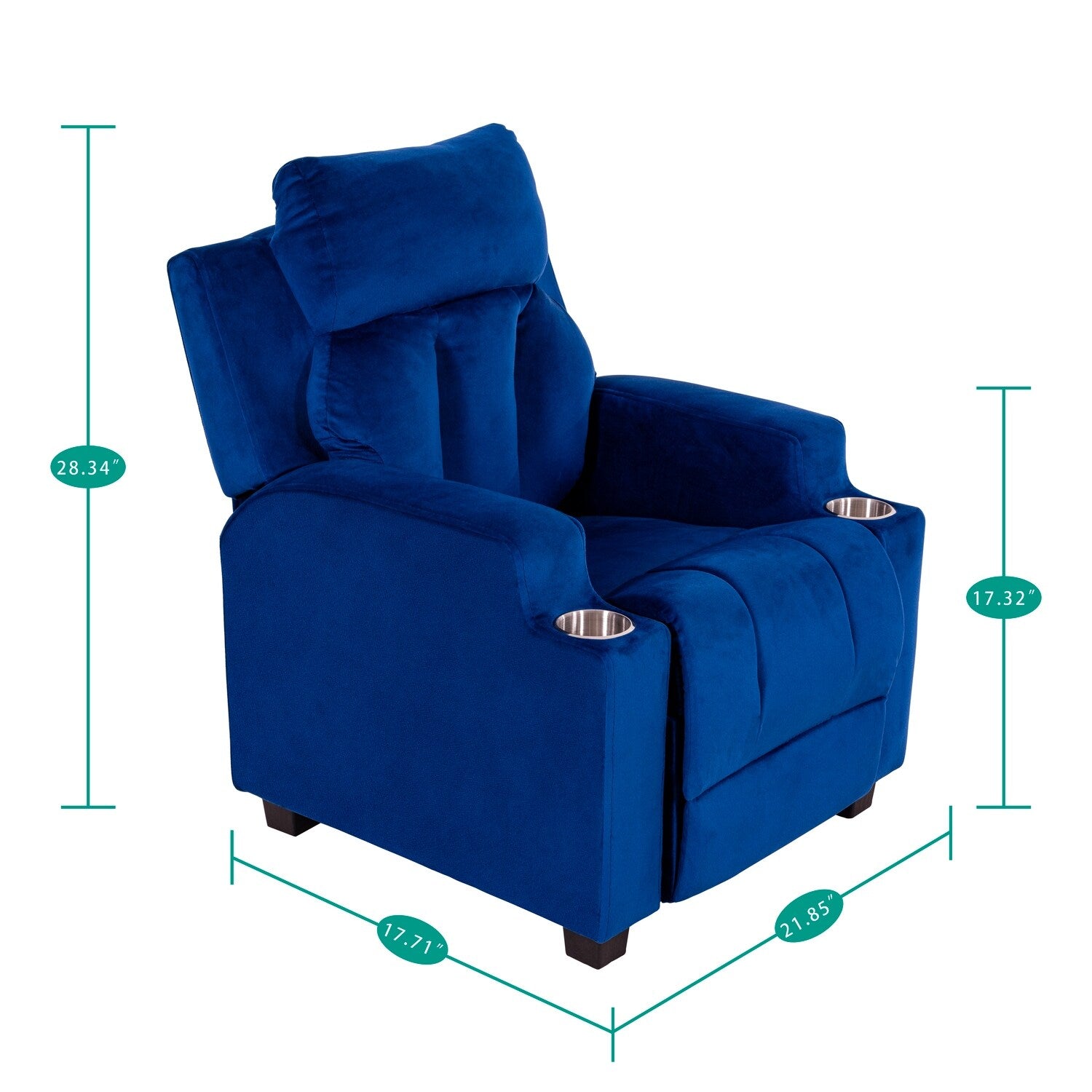 Fauteuil inclinable de luxe pour enfants avec repose-pieds, appui-tête et 2 porte-gobelets Fauteuil inclinable en microfibre pour enfants de 3 ans et plus