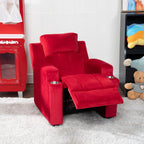 Fauteuil inclinable de luxe pour enfants avec repose-pieds, appui-tête et 2 porte-gobelets Fauteuil inclinable en microfibre pour enfants de 3 ans et plus