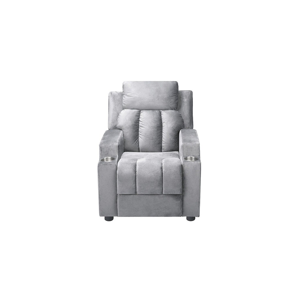 Fauteuil inclinable de luxe pour enfants avec repose-pieds, appui-tête et 2 porte-gobelets Fauteuil inclinable en microfibre pour enfants de 3 ans et plus