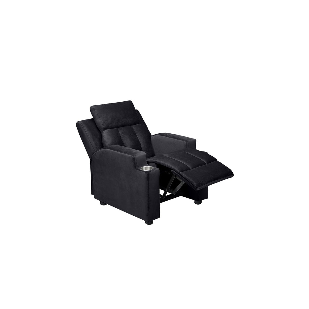 Fauteuil inclinable de luxe pour enfants avec repose-pieds, appui-tête et 2 porte-gobelets Fauteuil inclinable en microfibre pour enfants de 3 ans et plus