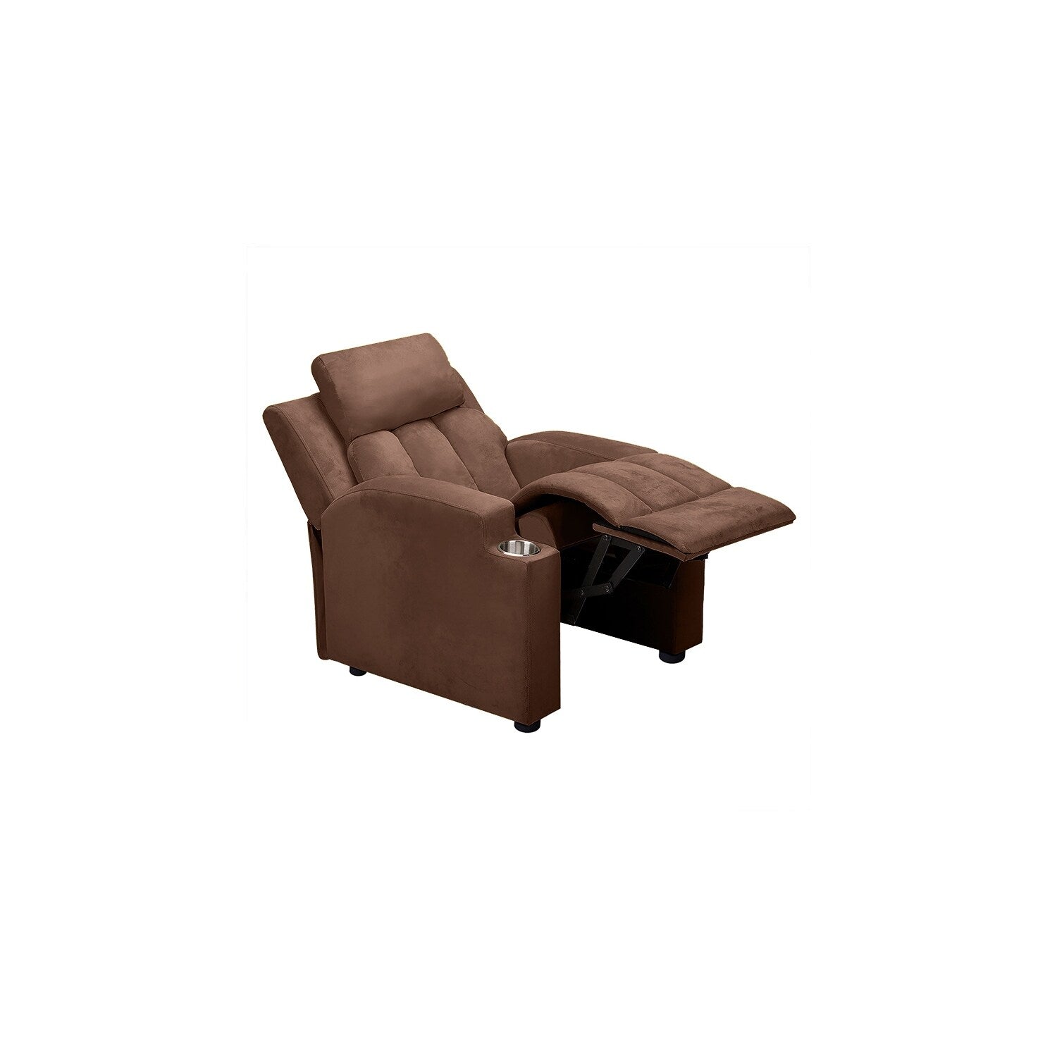 Fauteuil inclinable de luxe pour enfants avec repose-pieds, appui-tête et 2 porte-gobelets Fauteuil inclinable en microfibre pour enfants de 3 ans et plus