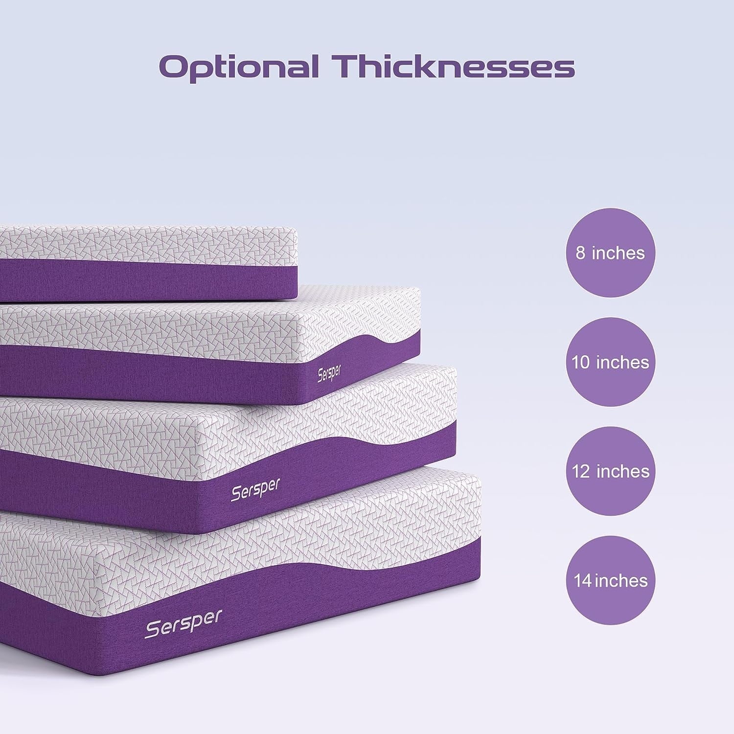 Matelas en mousse à mémoire de forme en gel de charbon de bambou de 14 pouces, adapté aux lits réglables