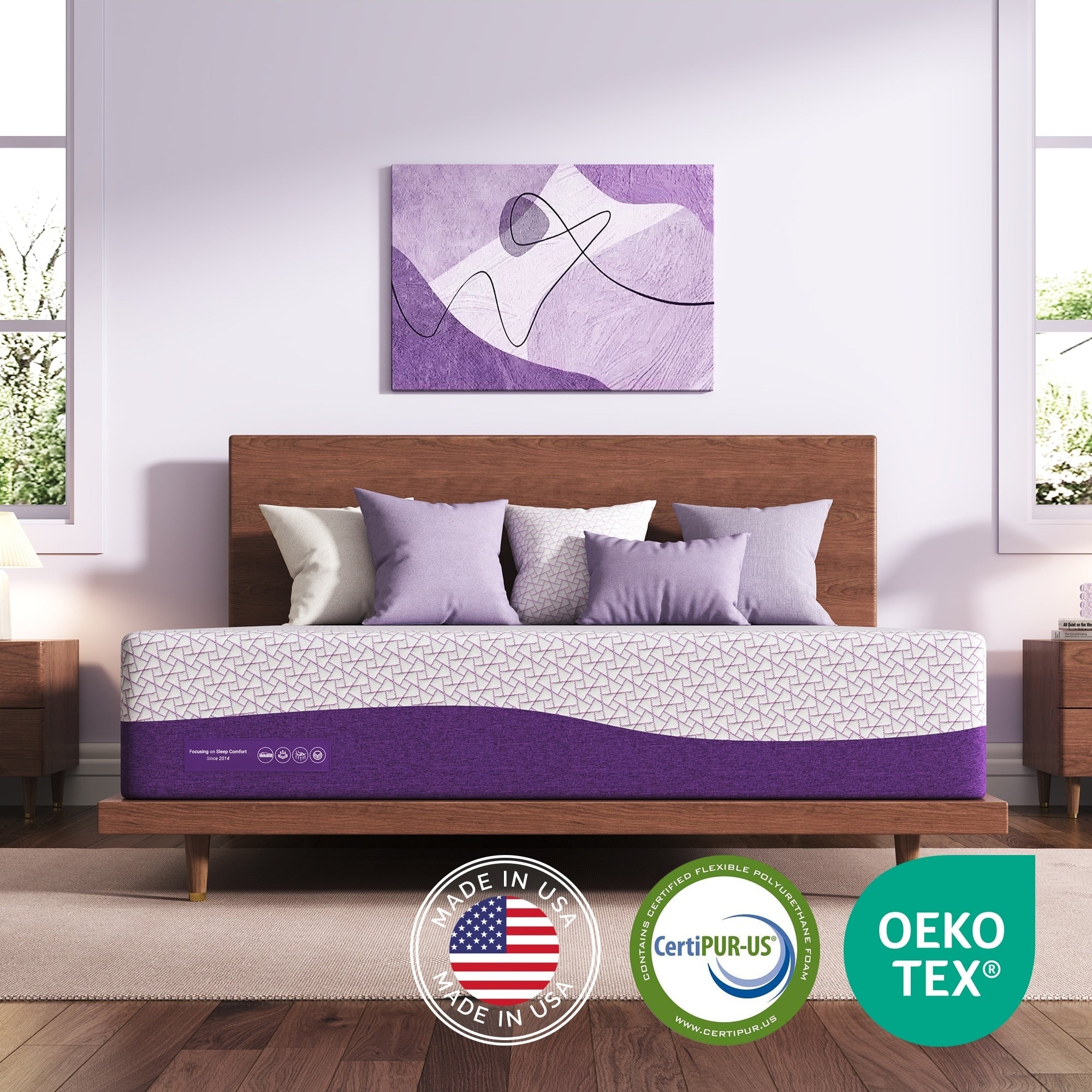 Matelas en mousse viscoélastique de 14 pouces, fermeté moyenne, avec gel cuivré, pour soulager le dos et la pression – Certifié CertiPUR-US