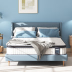 Matelas hybride 10 pouces, matelas à ressorts ensachés en mousse à mémoire de forme, confort moyen, lits simples, doubles et queen size - Blanc
