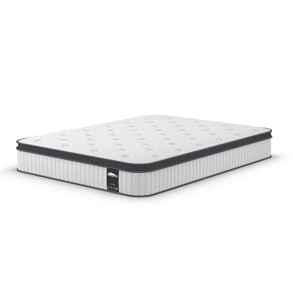 Matelas hybride 10 pouces, matelas à ressorts ensachés en mousse à mémoire de forme, confort moyen, lits simples, doubles et queen size - Blanc