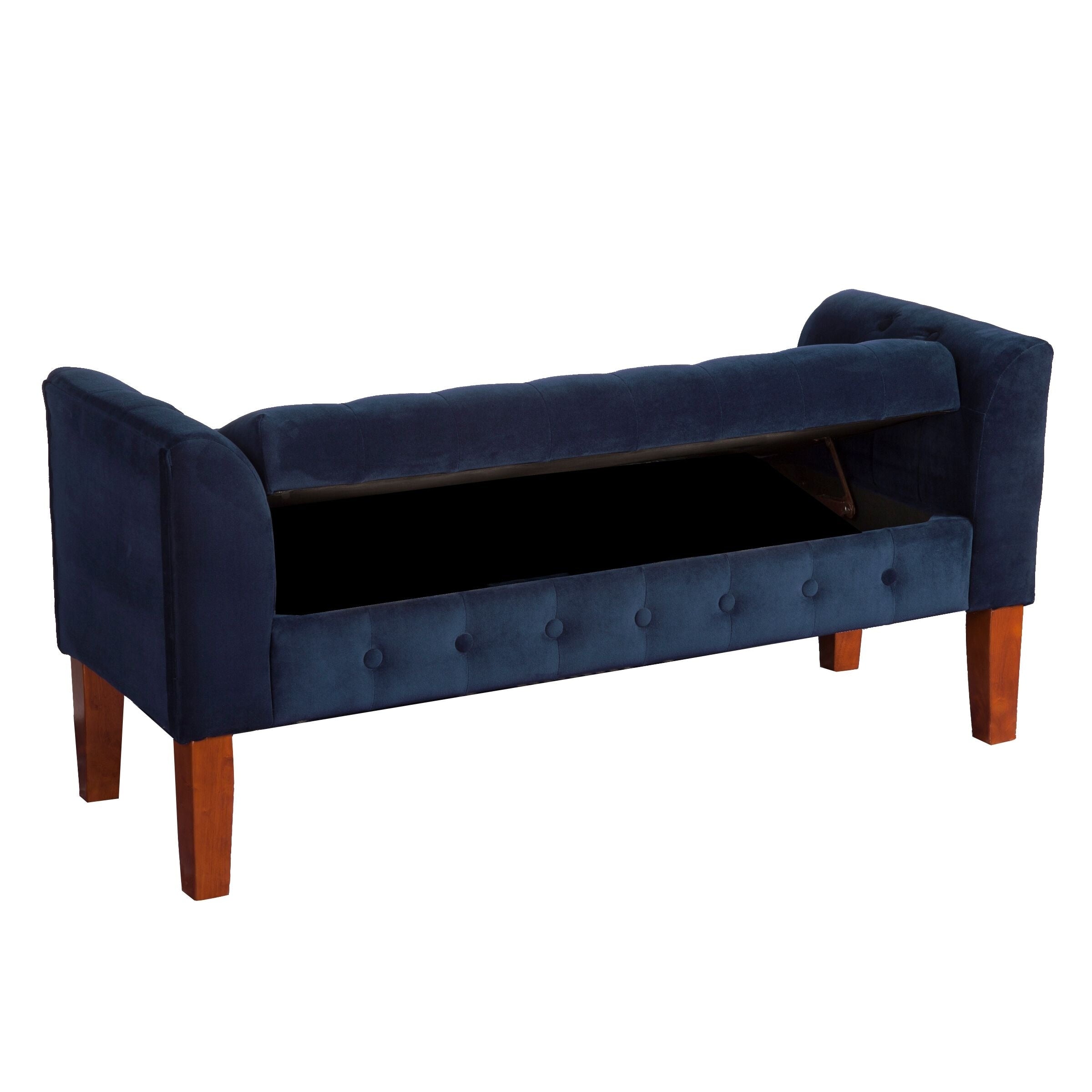 Banc/canapé de rangement en velours bleu marine Malakoff de Copper Grove