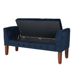 Banc/canapé de rangement en velours bleu marine Malakoff de Copper Grove