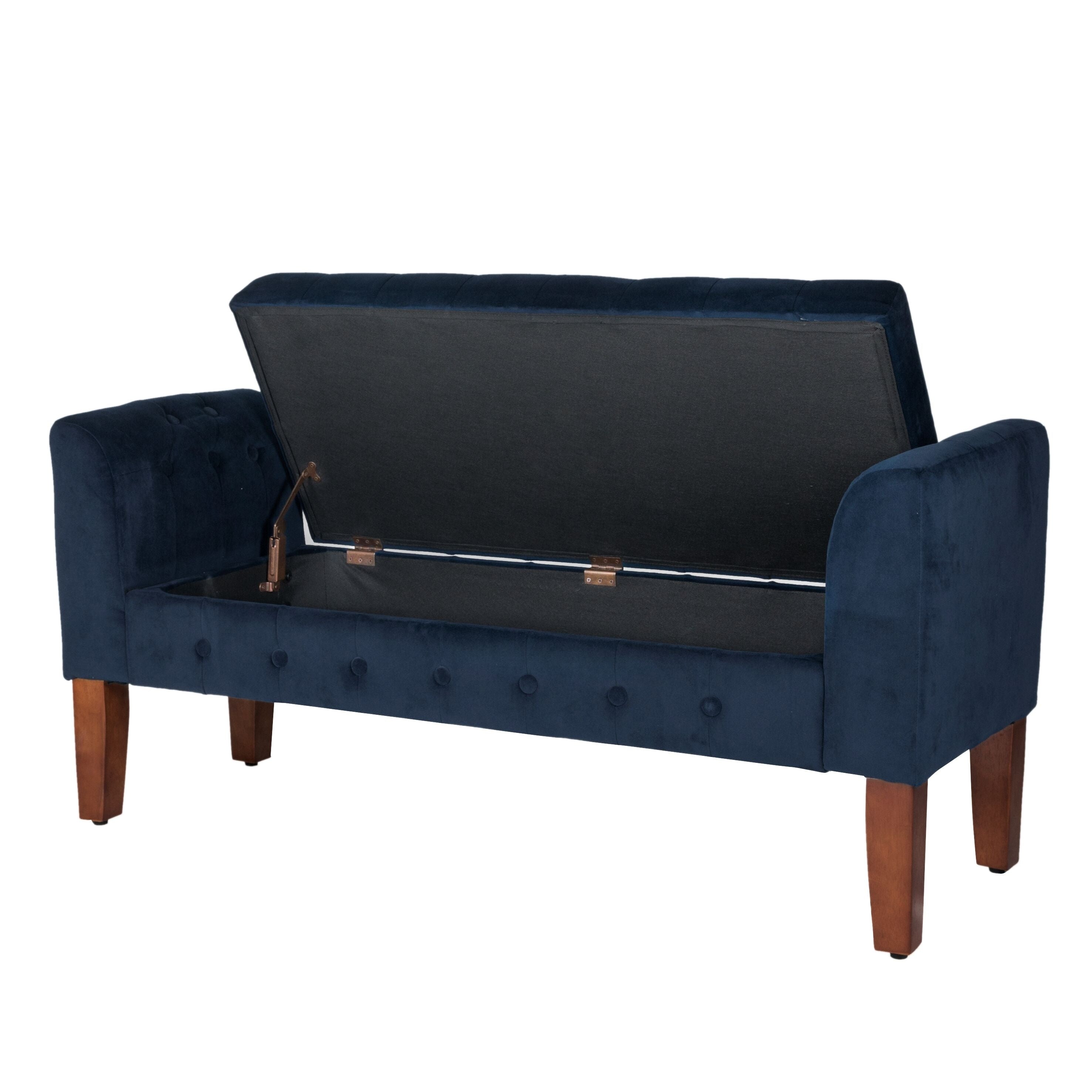 Banc/canapé de rangement en velours bleu marine Malakoff de Copper Grove