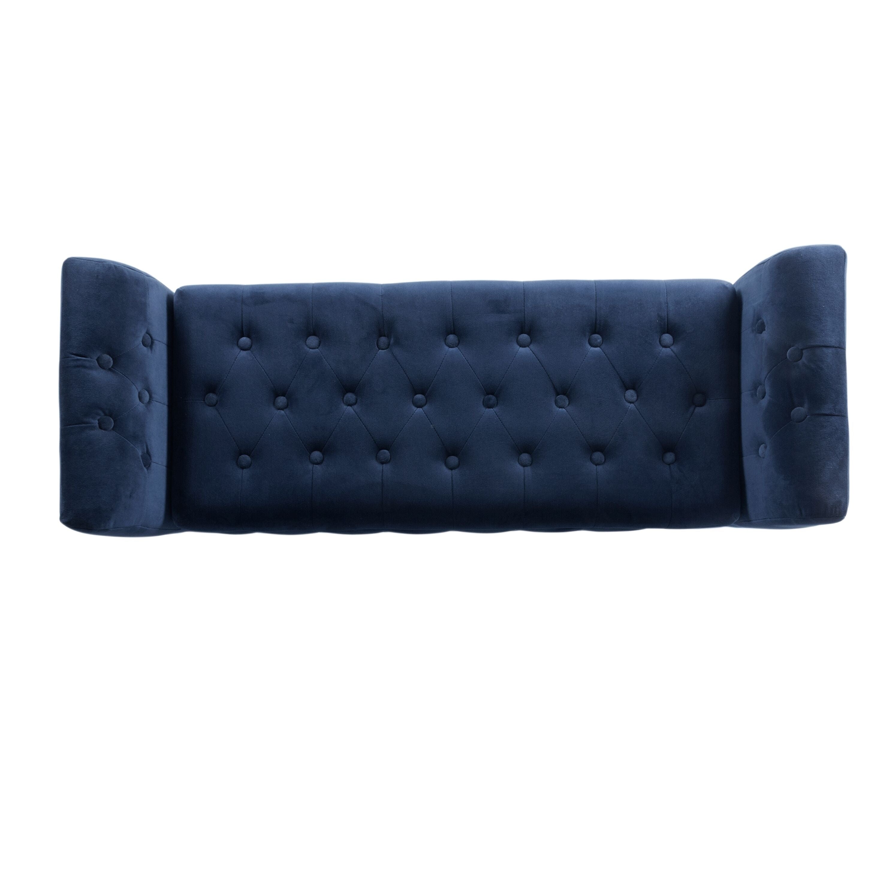 Banc/canapé de rangement en velours bleu marine Malakoff de Copper Grove
