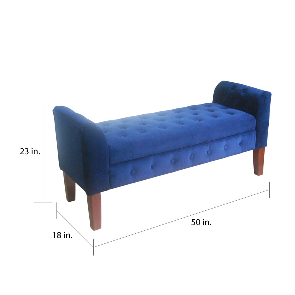 Banc/canapé de rangement en velours bleu marine Malakoff de Copper Grove