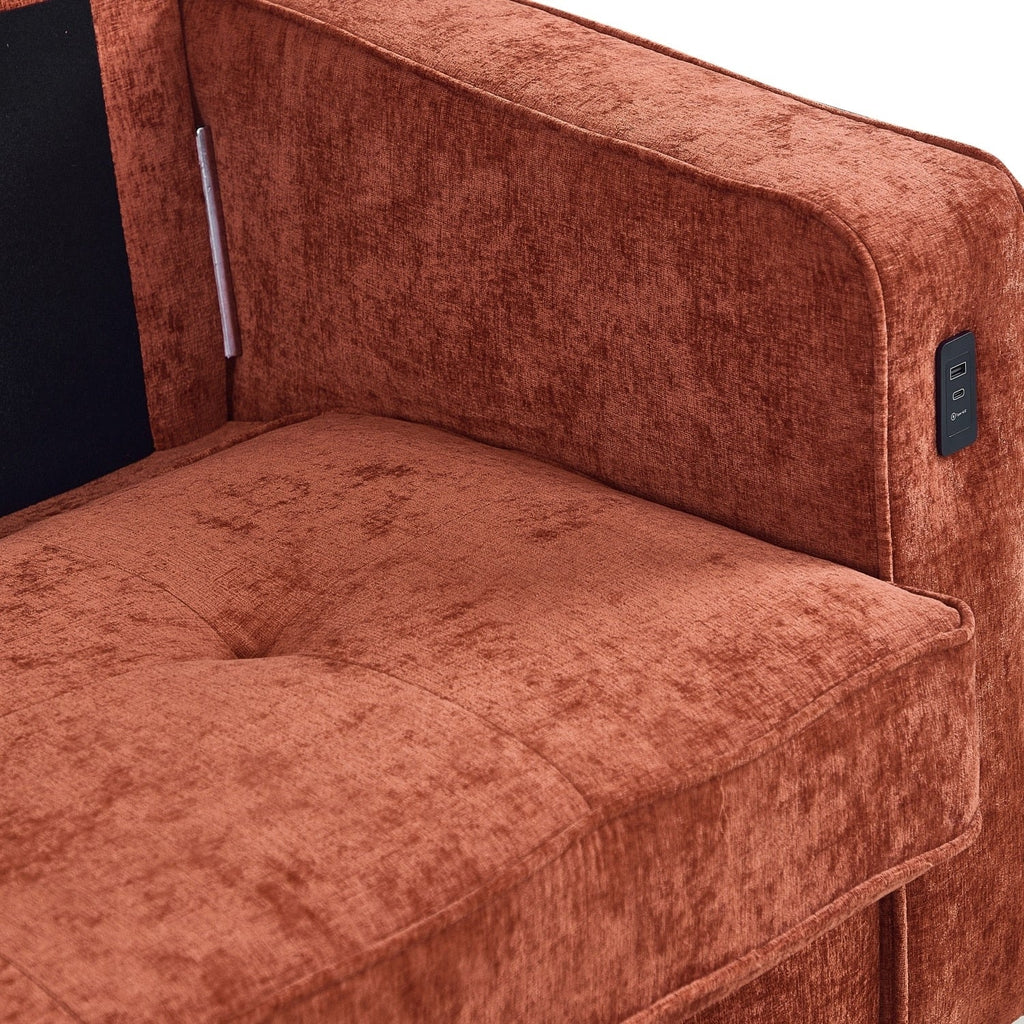 82,7 canapés pour le salon, canapés causeuse confortables, canapé causeuse en velours côtelé, montage facile avec port USB