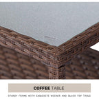 Ensemble de 4 ou 5 chaises longues en osier pour patio extérieur avec table basse et coussins