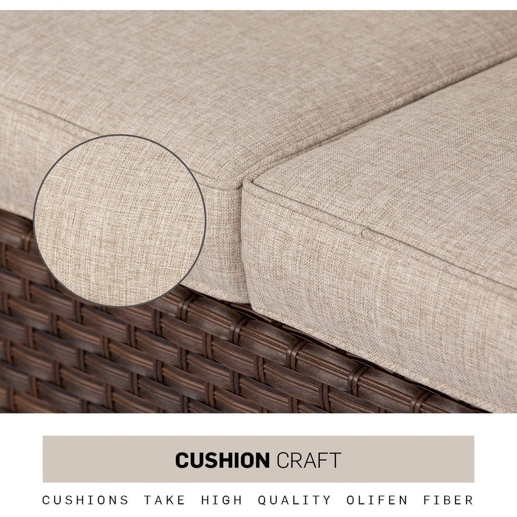 Ensemble de 4 ou 5 chaises longues en osier pour patio extérieur avec table basse et coussins