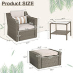 Ensemble de 5 chaises longues et poufs d'extérieur en osier pour patio