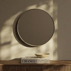 Miroir mural rond classique de style ferme avec cadre en bois