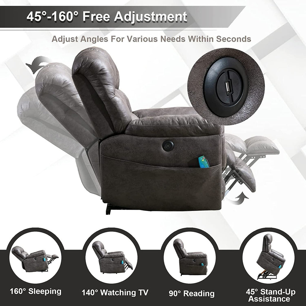 Fauteuil inclinable électrique surdimensionné de 42 po de large avec massage et chauffage