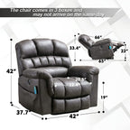 Fauteuil inclinable électrique surdimensionné de 42 po de large avec massage et chauffage