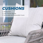 Ensemble de meubles de jardin 4 pièces, salon de jardin en osier pour terrasse, canapé-lit en rotin gris avec coussin et table