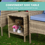 Ensemble de bistro de conversation de patio 3 pièces, meubles de conversation d'extérieur, chaises en osier et ensemble de table de rangement, ensemble de meubles de balcon de porche