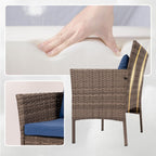 Ensemble de bistro de conversation de patio 3 pièces, meubles de conversation d'extérieur, chaises en osier et ensemble de table de rangement, ensemble de meubles de balcon de porche