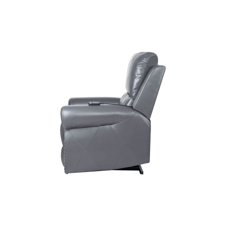 Fauteuil inclinable électrique clouté en cuir Air Premium avec repose-pieds et télécommande