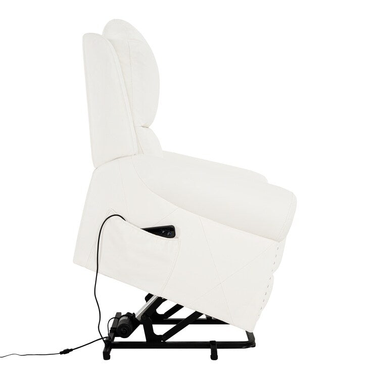 Fauteuil inclinable électrique clouté en cuir Air Premium avec repose-pieds et télécommande