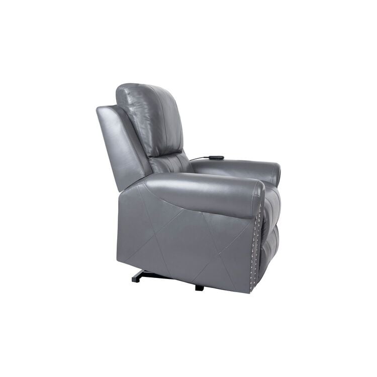 Fauteuil inclinable électrique clouté en cuir Air Premium avec repose-pieds et télécommande
