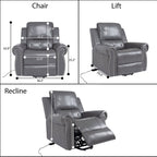Fauteuil inclinable électrique clouté en cuir Air Premium avec repose-pieds et télécommande