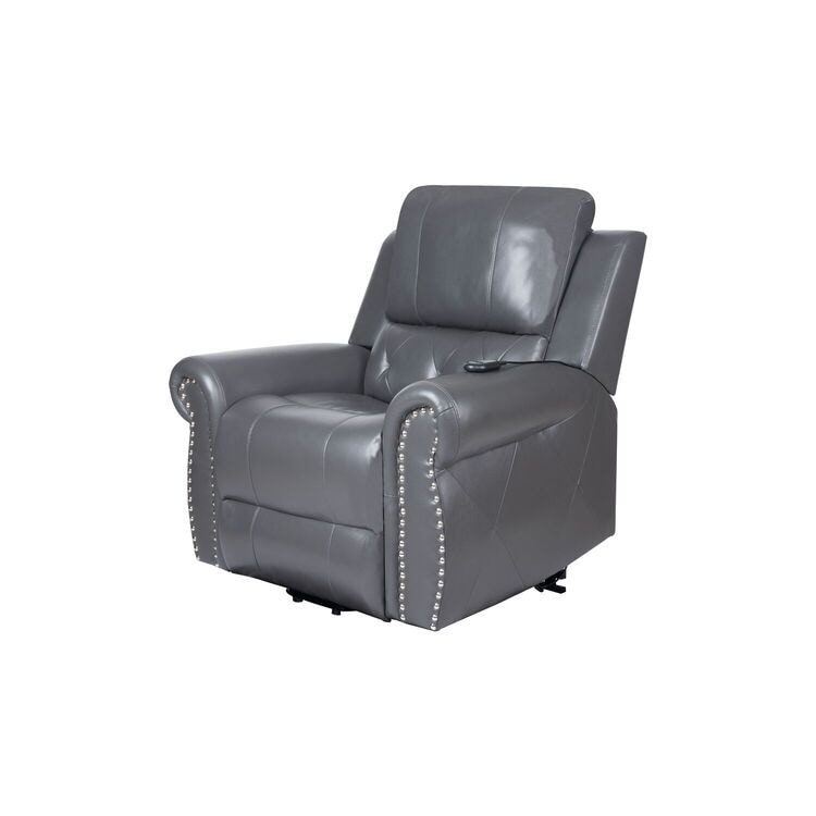 Fauteuil inclinable électrique clouté en cuir Air Premium avec repose-pieds et télécommande