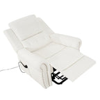 Fauteuil inclinable électrique clouté en cuir Air Premium avec repose-pieds et télécommande